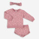 Three Piece Rose Pink Floral Shorts Set  - Image 1 - please select to enlarge image