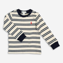 Cream & Navy Stripe Logo Jumper