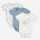Three Pack White & Blue Space Bodysuits - Image 1 - please select to enlarge image
