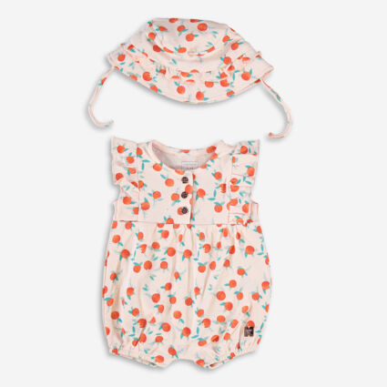 Two Piece Pink Romper & Hat Set - Image 1 - please select to enlarge image