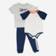 Grey & Blue Three Piece Outfit Set - Image 1 - please select to enlarge image