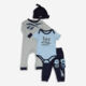 Grey & Blue Five Piece Outfit Set  - Image 1 - please select to enlarge image
