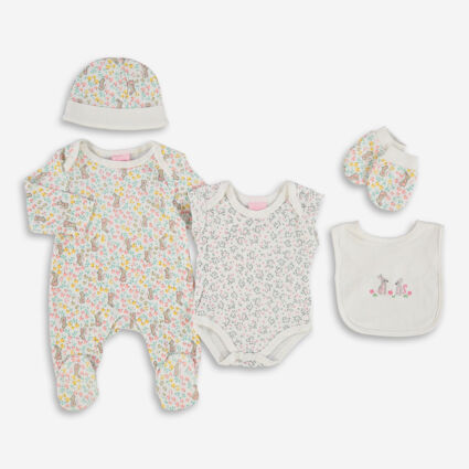 Five Piece White All In One & Bodysuit Set - Image 1 - please select to enlarge image