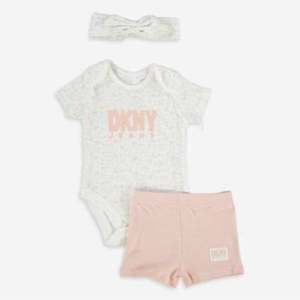 3 Piece Pink Floral Shorts Set - Image 1 - please select to enlarge image