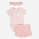 Pink 3 Piece Shorts Set  - Image 1 - please select to enlarge image