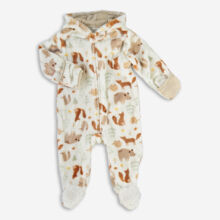 Cream Animal Patterned Fleece Onesie