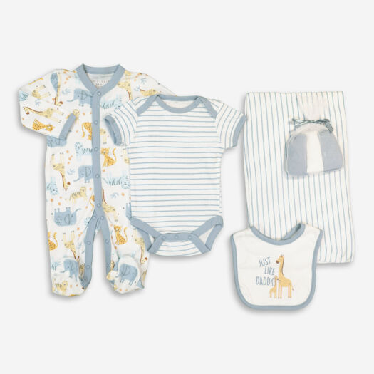 Eight Piece White & Blue Animal Baby Set - Image 1 - please select to enlarge image