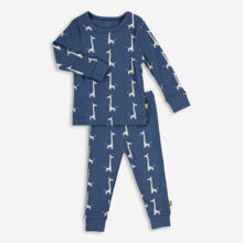 Blue Giraffe Pattern Two Piece Pyjama Set