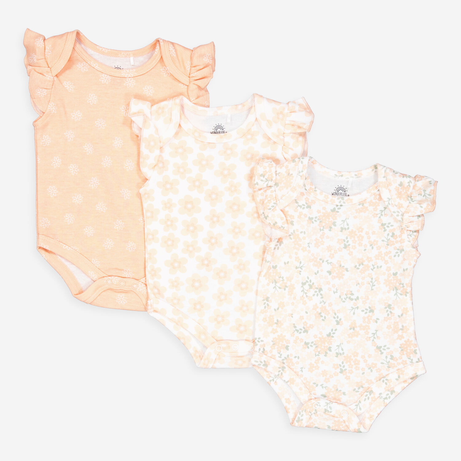 Three Pack Orange Floral Bodysuit Set TK Maxx UK