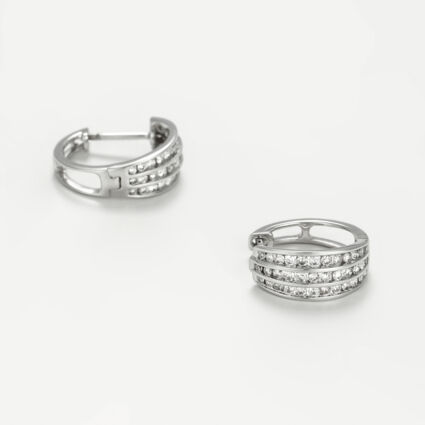 9ct White Gold 0.5ct Diamond Hoop Earrings - Image 1 - please select to enlarge image