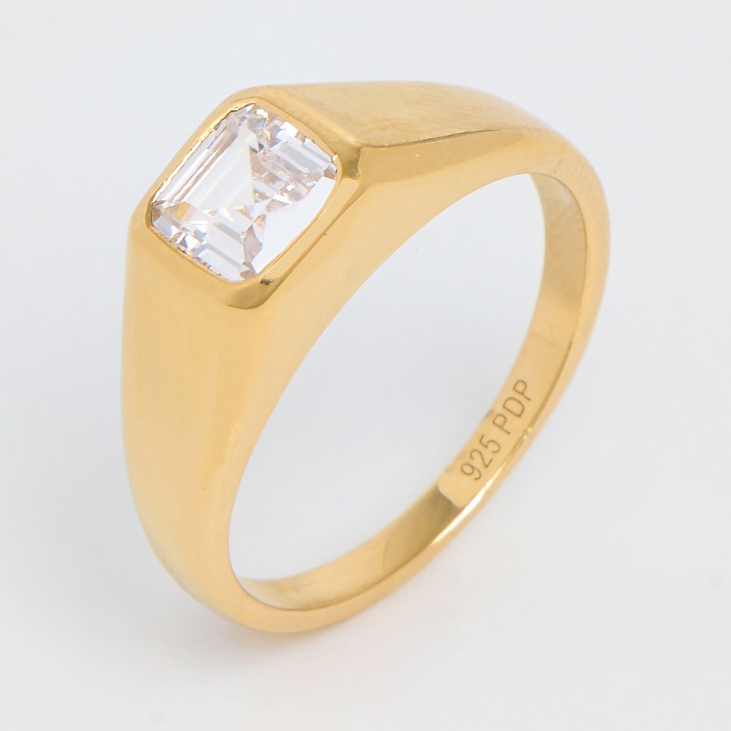 Gold Ring Cubic Zirconia Stamp Vintage 1960s Jade CZ Cubic