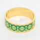 Yellow Gold Tone Green Flash Hinged Bracelet - Image 1 - please select to enlarge image