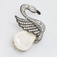 Silver Tone & Black Embellished Swan Brooch - Image 1 - please select to enlarge image