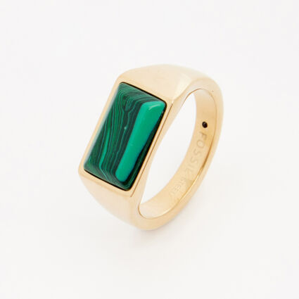 Gold Tone Green Stone Ring  - Image 1 - please select to enlarge image
