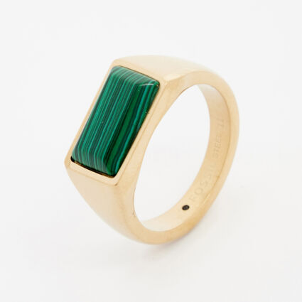 Gold Tone & Green Centre Ring  - Image 1 - please select to enlarge image