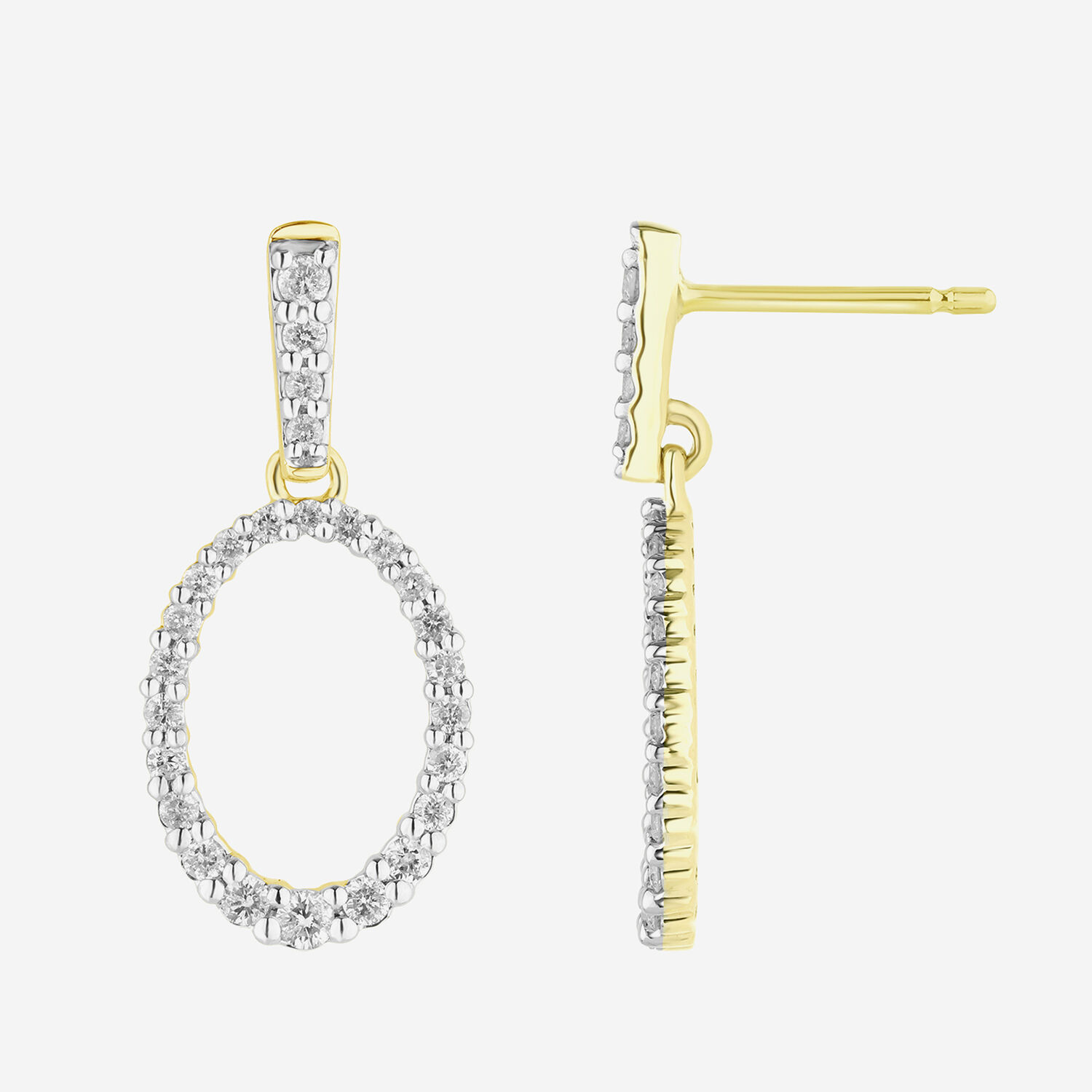 9ct Gold Diamond Drop Earrings TK Maxx UK - Main Image