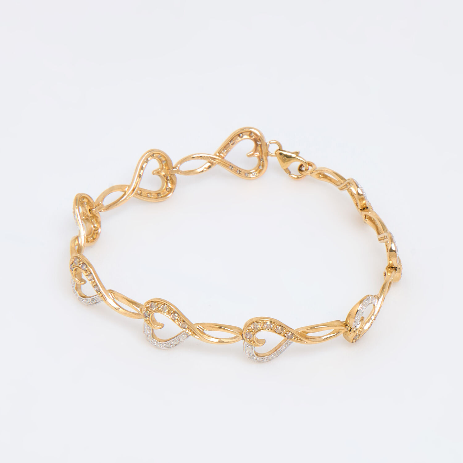 9ct Gold I3 HI Diamond Heart Link Bracelet TK Maxx UK