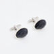 Silver Tone Blue Goldstone Facet Oval Cufflinks - Image 1 - please select to enlarge image