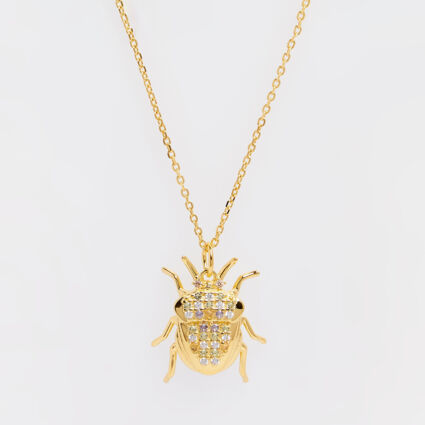 18ct Gold Plated Sterling Silver Beetle Necklace - Image 1 - please select to enlarge image