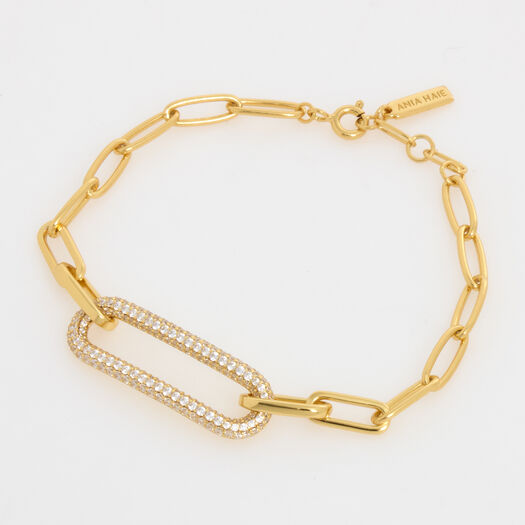 Gold Tone Sterling Silver Paperchain Bracelet - Image 1 - please select to enlarge image