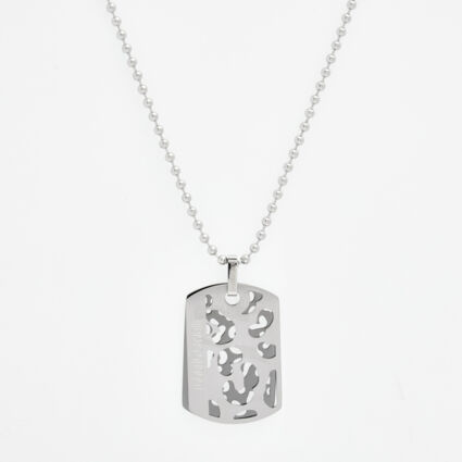 Silver Tone Double Tag Pendant Necklace  - Image 1 - please select to enlarge image