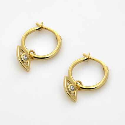 Gold Tone Eye Hoop Earrings  - Image 1 - please select to enlarge image