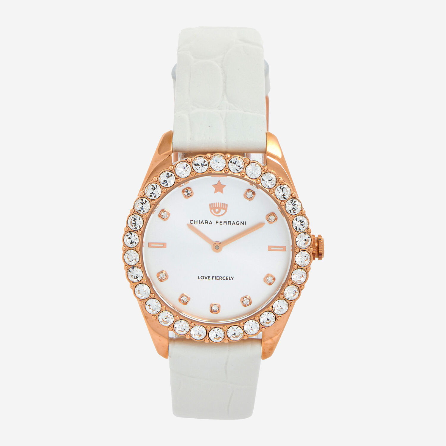 White & Rose Gold Tone Embellished Watch - TK Maxx UK