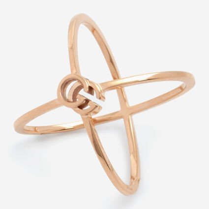 18ct Rose Gold Cross Tube Ring - Image 1 - please select to enlarge image