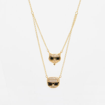 Gold Tone Karl & Cat Necklace - Image 1 - please select to enlarge image