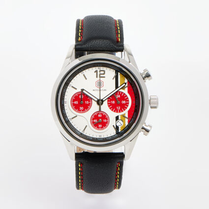 Black Leather Chronograph Watch - Image 1 - please select to enlarge image