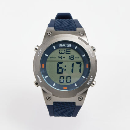 Navy & Silver Tone Digital Watch - Image 1 - please select to enlarge image