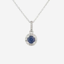 9ct White Gold 0.04ct Diamond 0.37ct Sapphire Necklace