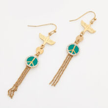 Gold Plated Turquoise Peace Drop Earrings