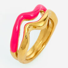 Pink Enamel Two Tone Curve Ring