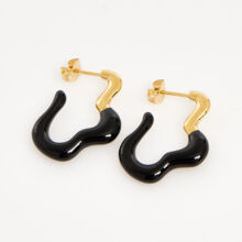 Black & Gold Tone Sterling Silver Hoop Earrings