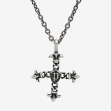 Aged Silver Tone Ornate Cross Necklace