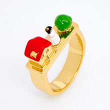 Gold Tone Woman & House Ring