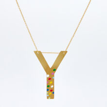 Gold Tone Y Pendant Necklace