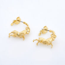 Gold Tone Ram Hoop Earrings