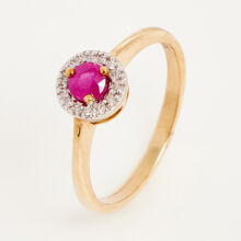 9ct Gold 0.05ct Diamond & Ruby Ring