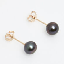 9ct Gold Black Freshwater Pearl Stud Earrings