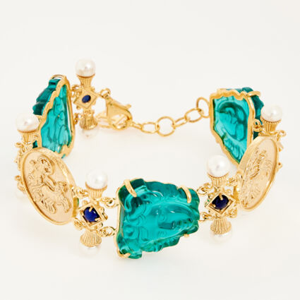 Gold Plated Italian Venetian Glass Medusa Bracelet - Image 1 - please select to enlarge image