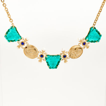 Gold Plated Italian Venetian Glass Medusa Necklace - Image 1 - please select to enlarge image