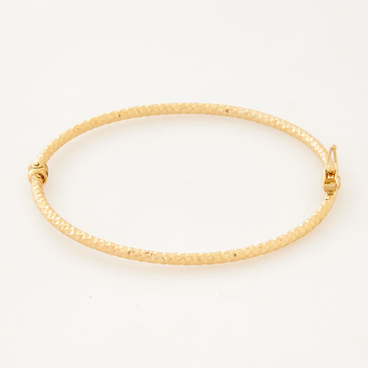 9ct Gold Hammered Bangle - Image 1 - please select to enlarge image