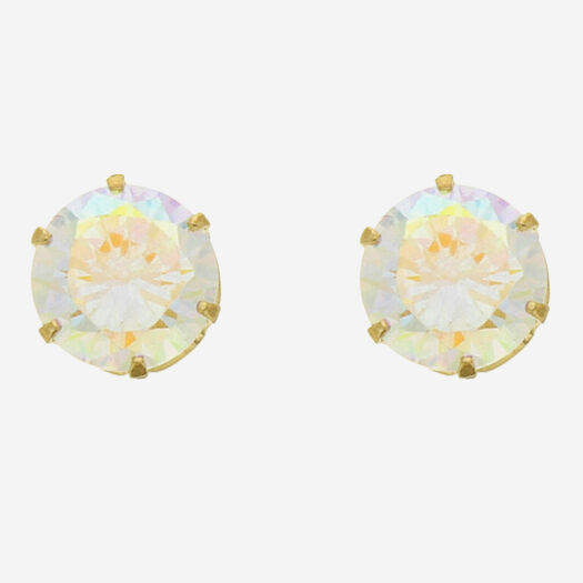 9ct Yellow Gold Rainbow Cubic Zirconia Stud Earrings - Image 1 - please select to enlarge image