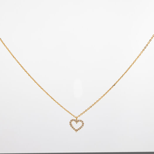 Gold Tone Sterling Silver Embellished Heart Necklace - Image 1 - please select to enlarge image