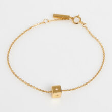 Gold Tone Sterling Silver Cube Pendant Bracelet