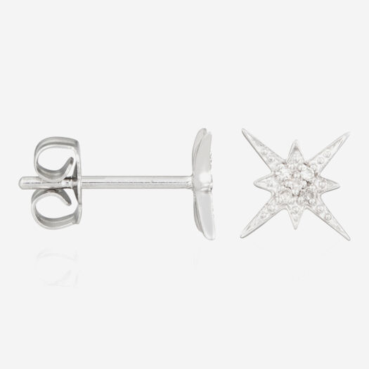 9ct White Gold 0.04ct Diamond Star Stud Earrings - Image 1 - please select to enlarge image