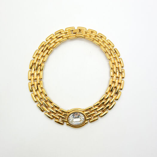 Gold Plated Pre-Loved Statement Crystal Watchlink Collar - Image 1 - please select to enlarge image