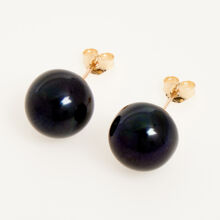 9ct Gold Black Freshwater Pearl Stud Earrings